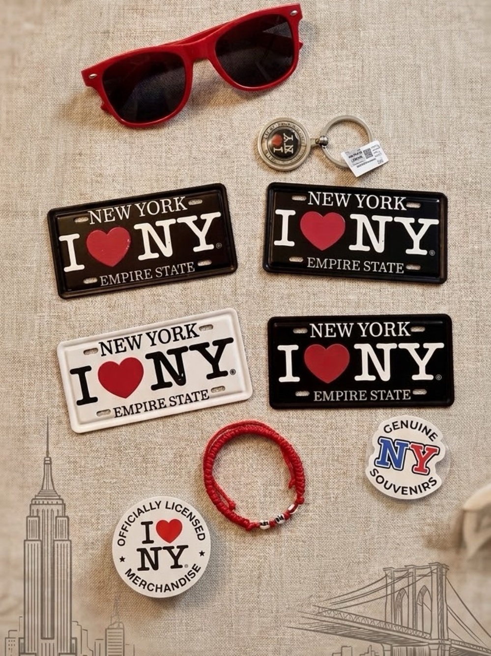 🗽NWT I ♥ NY Official Licensed Sunglasses & Keychain & Magnets Souvenirs Bundle